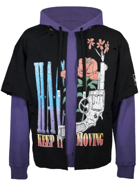 Haculla Keep It Moving layered hoodie Black HA08BDKH06
