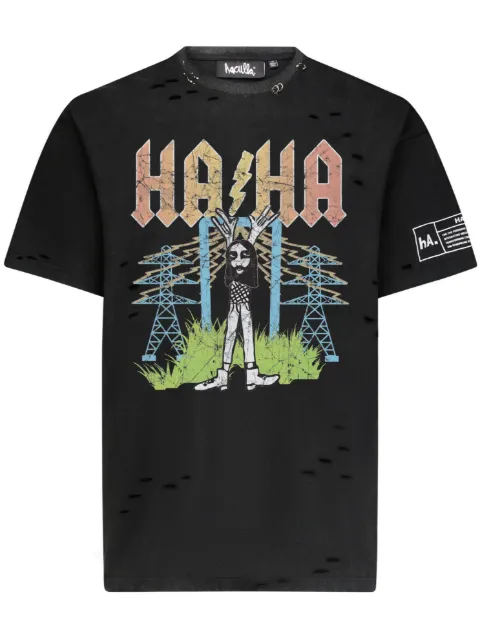 Haculla Feelin Electric cotton T-shirt Black HA08BDT08