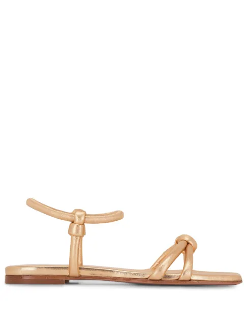 Gianvito Rossi knot-detail flat leather sandals Gold G3232405CUONPS