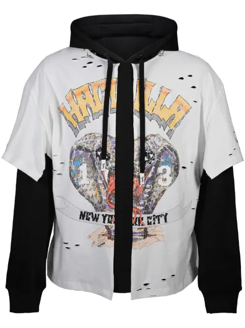 Haculla King Cobra layered hoodie White HA08BDKH05