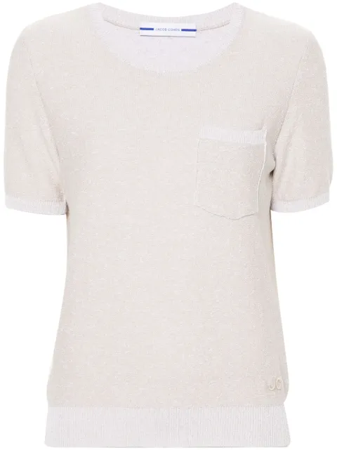 Jacob Cohën logo-embroidered bouclé T-shirt Neutrals VSG3211XA139