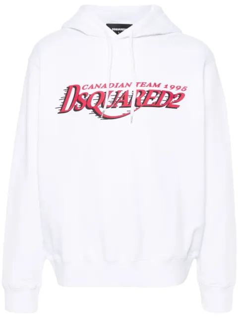 DSQUARED2 logo-print cotton hoodie White S74GU0782D25004