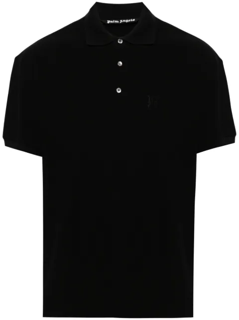 Palm Angels logo-embroidered cotton polo shirt Black PMGB012R24FAB001
