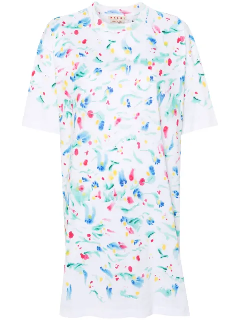 Marni abstract-print cotton T-shirt dress White ABJE1203PXUSS010