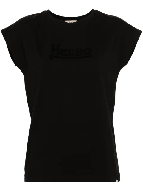 Herno logo-embellished cap-sleeve T-shirt Black JG000211D520099393