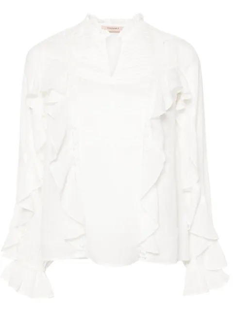 TWINSET lace-detailing ruffled blouse White 241TP2530