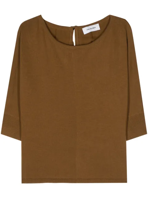 Yves Salomon tie-fastening wool knitted top Brown 24EYH51167MAME