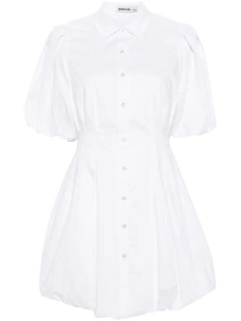 SIMKHAI Cleo puffball mini shirtdress White SI1030T