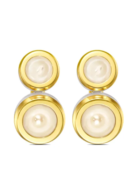 TASAKI 18kt yellow gold M/G Sliced Bezel pearl stud earrings Gold EC4449Y