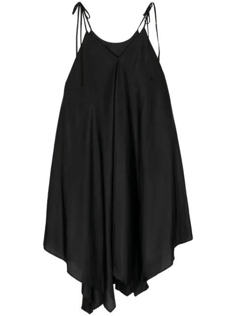 Shanshan Ruan spaghetti strap asymmetric silk dress Black D108C1