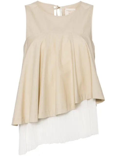 Shanshan Ruan sleeveless tiered pleated top Neutrals T122C51