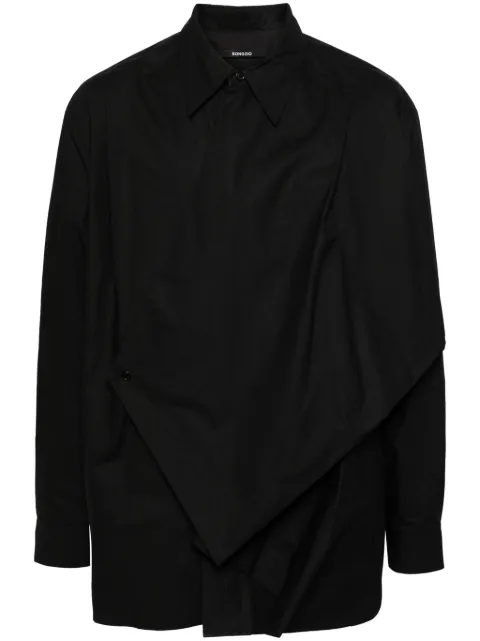 SONGZIO draped-detail cotton shirt Black SSG2SH700BK