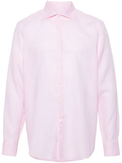 Canali spread-collar linen shirt Pink GL03098L7B1