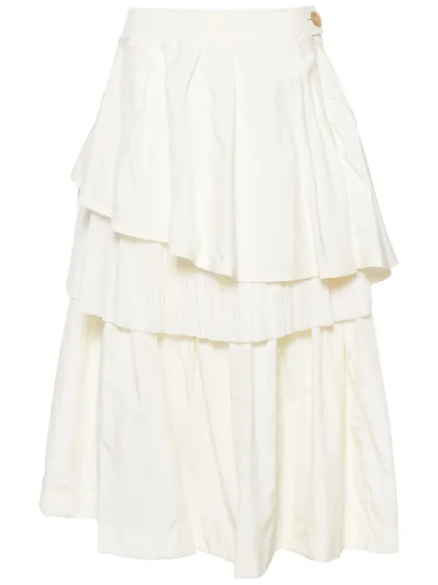 Shanshan Ruan tulle-overlay ruffled skirt Neutrals SK36C63