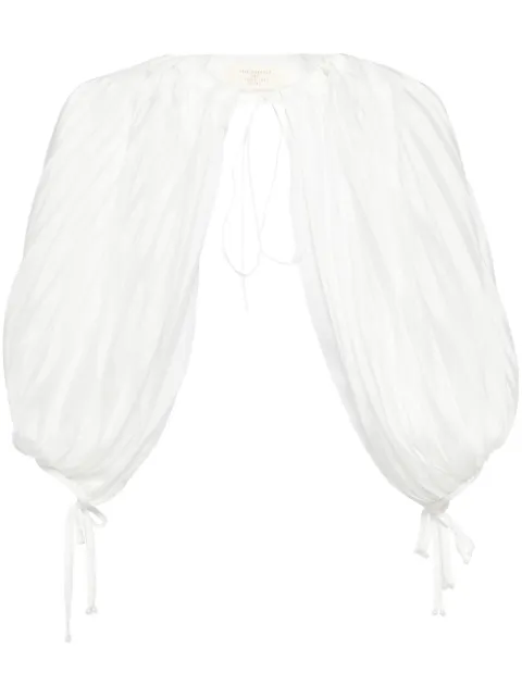 Shanshan Ruan pleats puff sleeves Neutrals T92C3