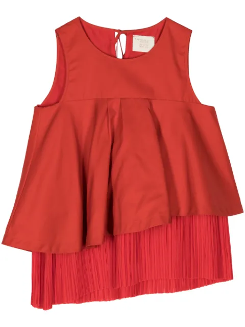 Shanshan Ruan asymmetric ruffled top Red T122C58