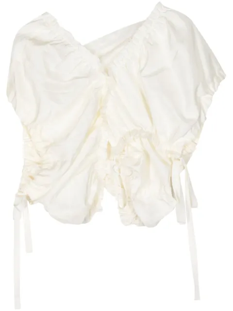 Shanshan Ruan asymmetric silk top Neutrals T121C63