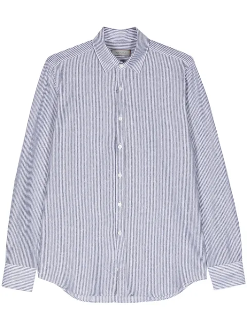 Canali striped cotton linen shirt Blue GN03113
