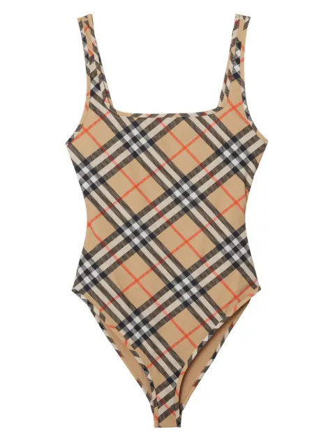 Burberry Check-pattern swimsuit Neutrals 8089677