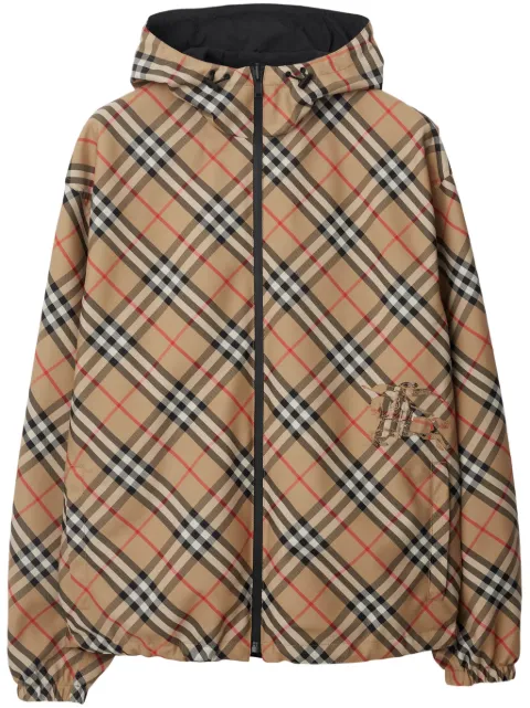 Burberry Check reversible zip-front hooded jacket Brown 8087219