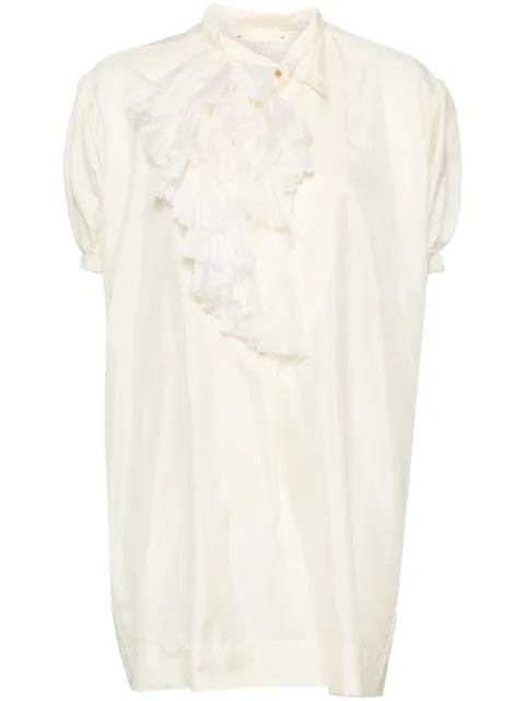 Shanshan Ruan short puff sleeves blouses Neutrals T129C63C3