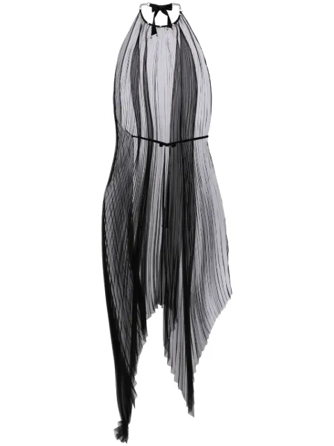 Shanshan Ruan asymmetric pleated midi dress Black ACC11C1