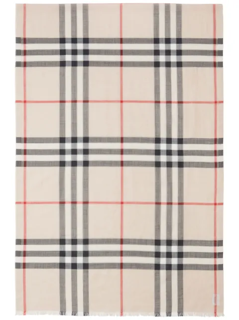 Burberry wide Check wool silk scarf Neutrals 8078782