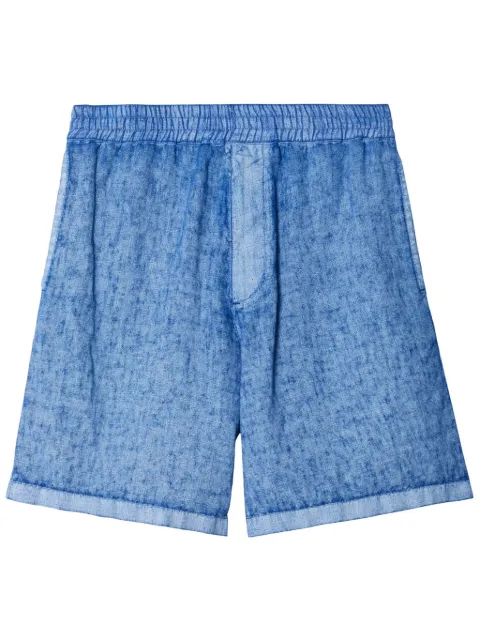 Burberry Equestrian Knight-appliqué linen shorts Blue 8081793