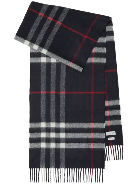 Burberry Check fringed cashmere scarf Blue 8076582