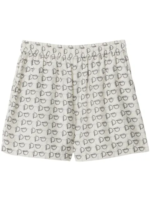 Burberry toggle-print silk shorts White 8088643