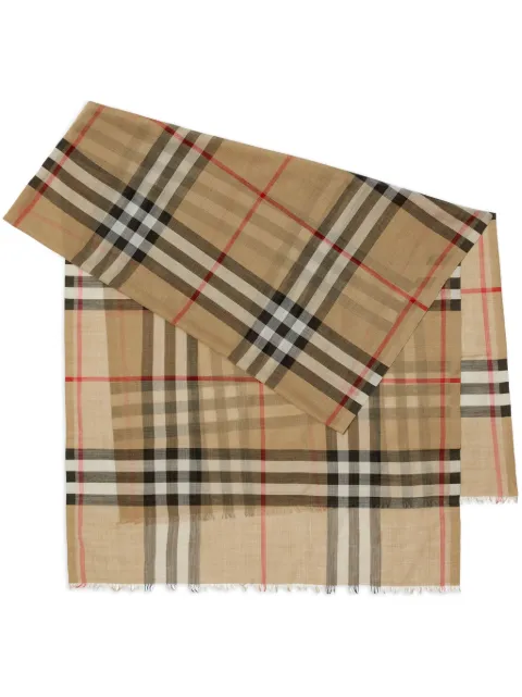 Burberry wide Check wool silk scarf Neutrals 8078779