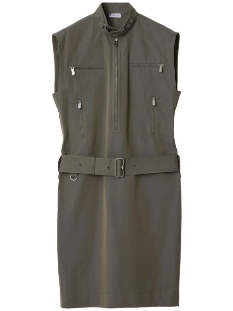 Burberry zip-detail cotton-linen dress Grey 8086911