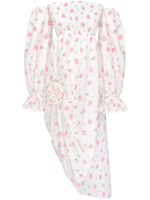 Sleeper Atlanta rose-print linen dress White SS2420ALF