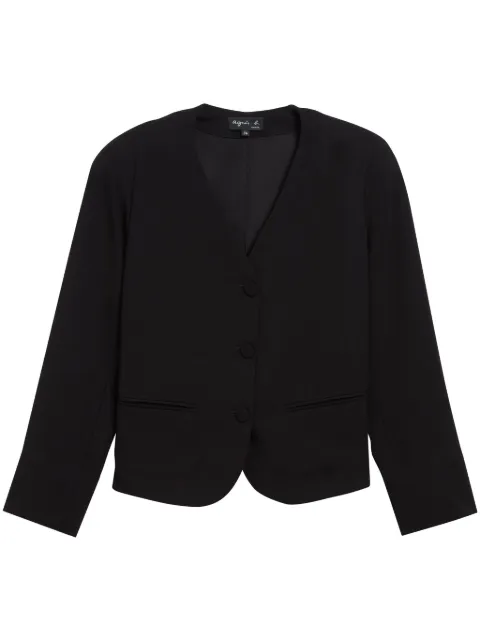 agnès b. collarless button-up jacket Black D158U092