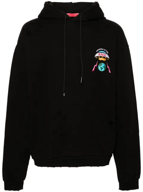 MEMBERS OF THE RAGE logo-patch distressed hoodie Black MTSS24SW05775142