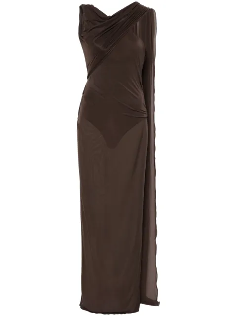 The Attico halterneck open-back maxi dress Brown 247WCW115J042