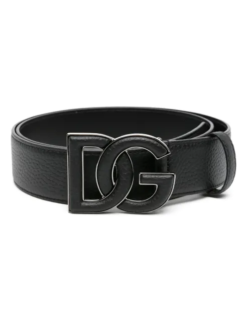 Dolce & Gabbana deerskin-print calfskin belt with logo print Black BC4675AT489