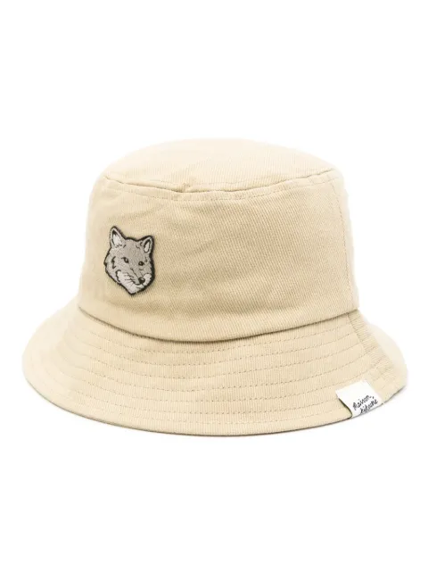 Maison Kitsuné Fox-motif cotton bucket hat Neutrals MM06114WW0096