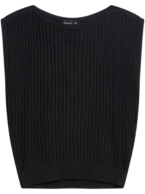 agnès b. semi-sheer ribbed knit top Black 59T2LY72