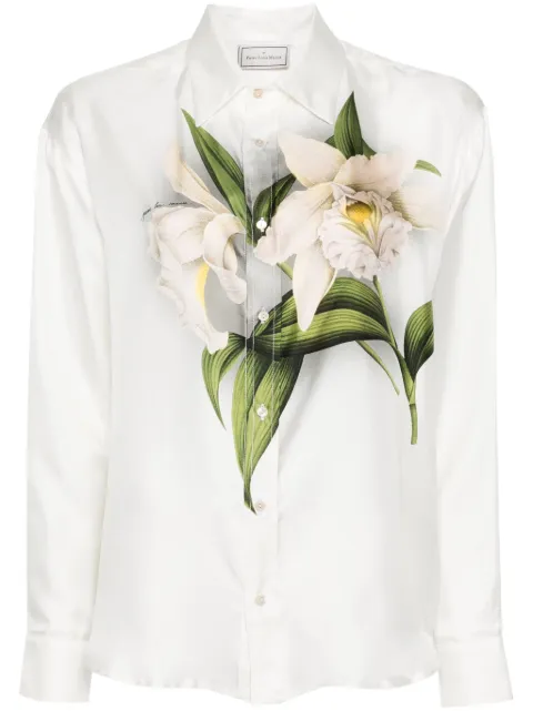 Pierre-Louis Mascia Aloe floral-print silk shirt White ALOEGOTSSCML10643