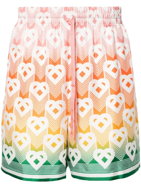 Casablanca Gradient Heart silk shorts White MS24TR012