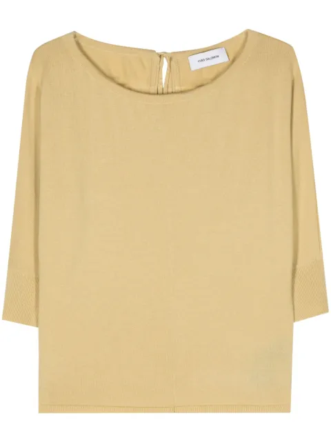 Yves Salomon tie-fastening wool knitted top Yellow 24EYH51167MAME