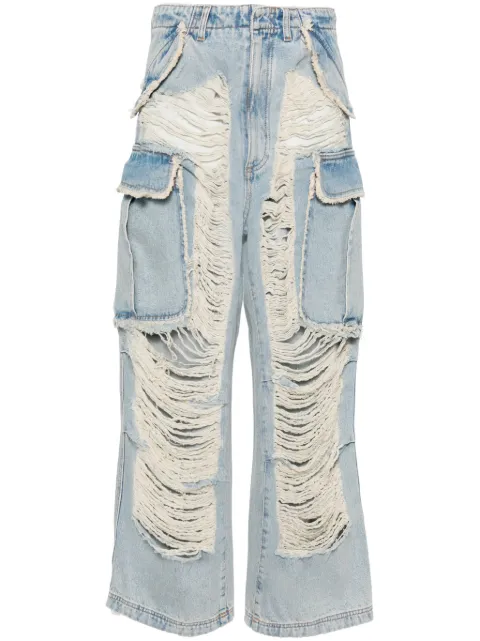 DARKPARK Vivi distressed wide-leg jeans Blue WTR01DBL01W070