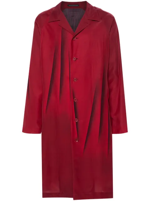 Yohji Yamamoto abstract-print silk coat Red HSC03411