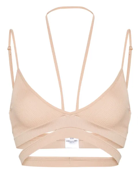 ANDREĀDAMO ribbed strappy halterneck bra Neutrals ADPS24BS01750169