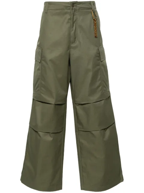 DARKPARK twill wide-leg trousers Green MTR21FAC05