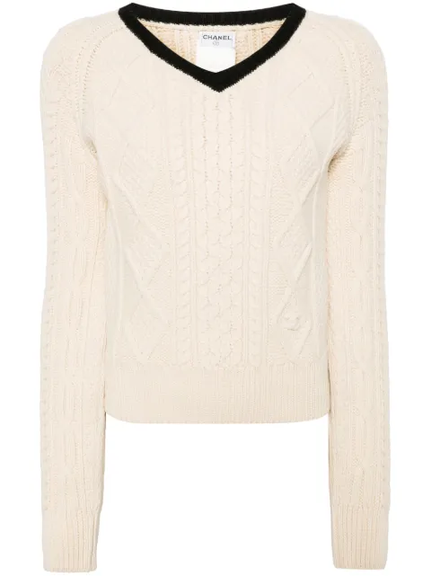 CHANEL Pre-Owned 1996 cable-knit wool jumper Neutrals 96APO8001V00293B0786