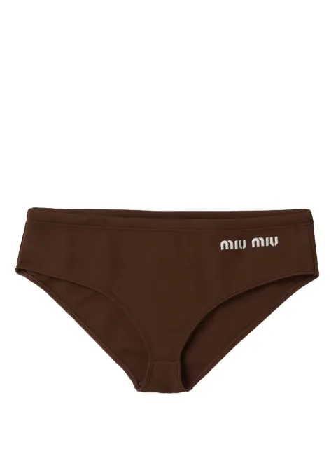 Miu Miu logo-print bikini bottoms Brown MMP248SOOO14SJ