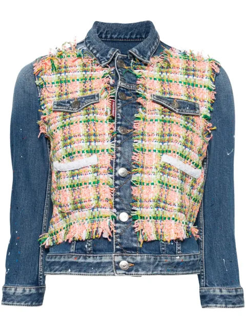 DSQUARED2 paint-splatter panelled denim jacket Blue S75AM1020S30663