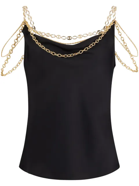 Rabanne chain-detail cowl-neck top Black 24ECTO797PO0336